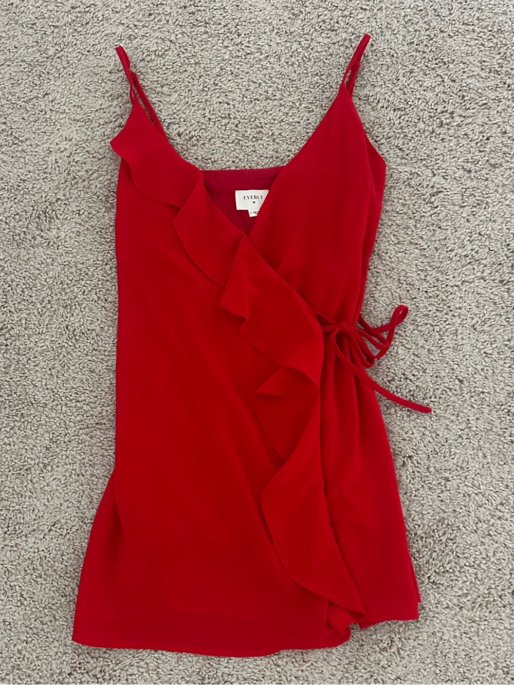 Everly Red Ruffle Wrap Mini Dress